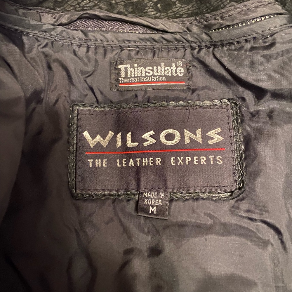Ladies Wilson leather coat with ornamental trim and zip out thinsulate liner
